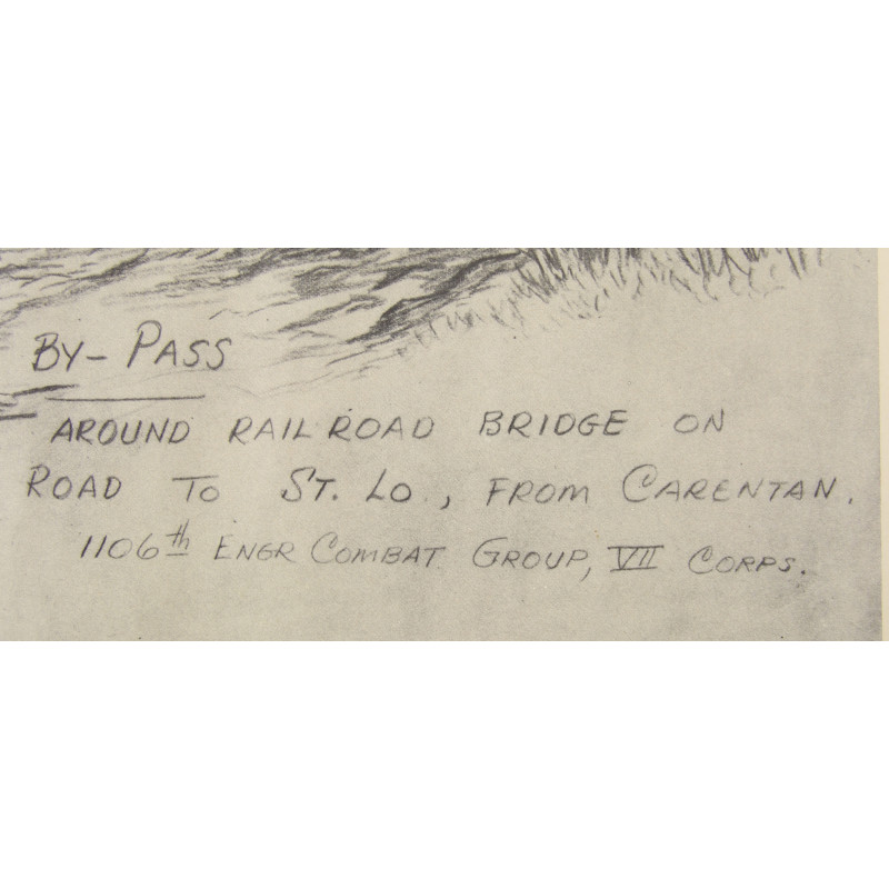 Sketch, 663rd Engineer Co., Bailey Bridge, Carentan - Saint-Lô, 1944