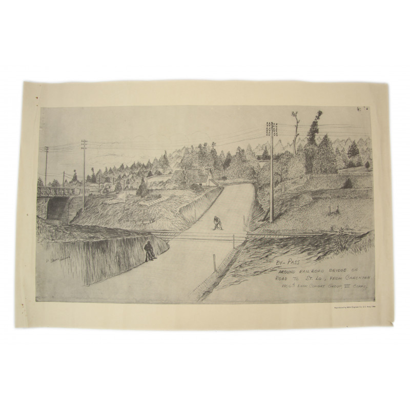 Sketch, 663rd Engineer Co., Bailey Bridge, Carentan - Saint-Lô, 1944 Sketch, 663rd Engineer Co., Bailey Bridge, Carentan - Saint-Lô, 1944