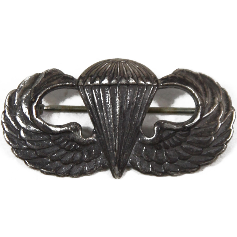 Badge, Parachutist's, 'Jump Wings', US Army, GEMSCO, Sterling, Pin Back Badge, Parachutist's, 'Jump Wings', US Army, GEMSCO, Sterling, Pin Back