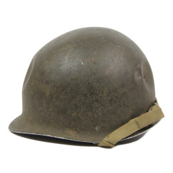 Casque M1, pattes fixes, 2nd Lieutenant, impacté