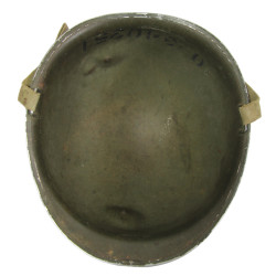 Casque M1, pattes fixes, 2nd Lieutenant, impacté