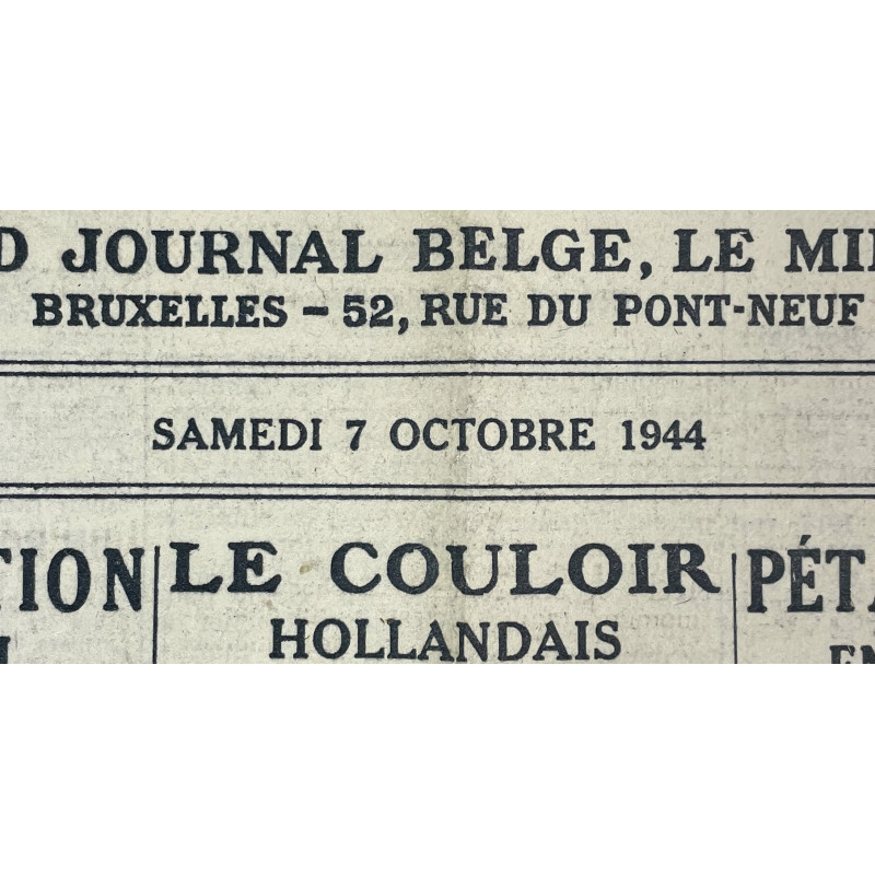 Journal belge, La Dernière Heure, 7 octobre 1944