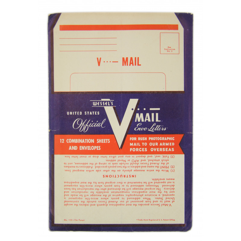 Enveloppe, 12 courriers V-Mail, vierges