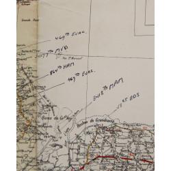 Map, British, CHERBOURG-ROUEN, Normandy, 1941, Annoted, Utah, Omaha Beach