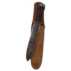 Couteau de combat artisanal, avec fourreau en cuir, nominatif