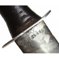 Couteau de combat artisanal, avec fourreau en cuir, nominatif