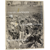 Photographie, cratère d'obus, officier US Army