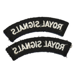 Paire de titles, Royal Signals, brodés
