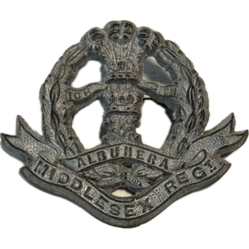 Cap Badge, The Middlesex Regiment, D-Day, Sword Beach, Normandie, Plastique Cap Badge, The Middlesex Regiment, D-Day, Sword Beach, Normandie, Plastique
