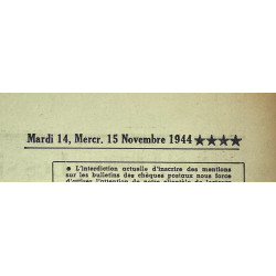 Journal belge, Le Soir, 14 & 15 novembre 1944