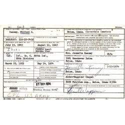 Grouping, Cpl. Milford Keeney, Co. C, 395th Inf. Regt., 99th Infantry Division, WIA, ETO