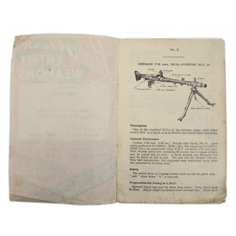Livret, Learn To Use Enemy Weapons, MG 34 & MG 42, 1944