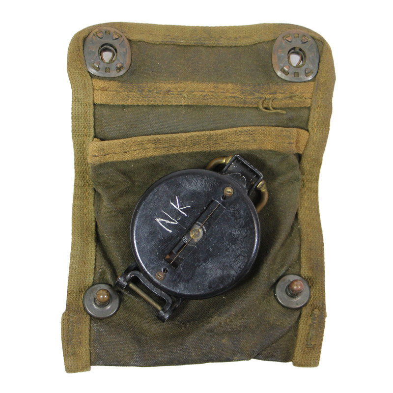 Boussole de marche, W. & L.E. GURLEY, avec pochette imprégnée, Normandie