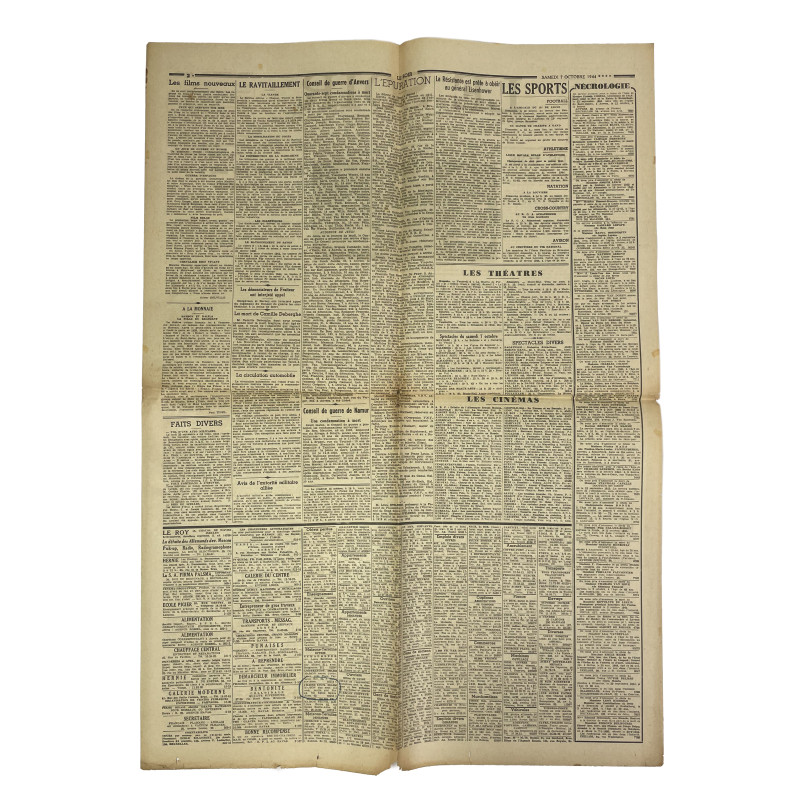 Newspaper, Belgian, Le Soir, October 7, 1944