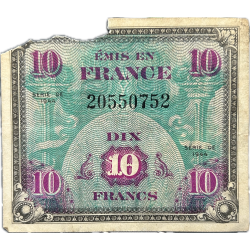 Banknote, 10 Francs, Invasion Money, 1944