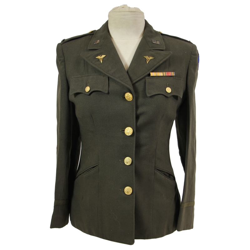 Jacket, Dress, Service, US Army Nurse Corps, Dark OD, 2nd Lieutenant, PTO, 14S, 1943