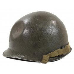 Helmet, M1, Swivel Loops, Firestone Liner, Battle-Damaged, Pvt. Raymond Rediske