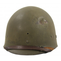 Helmet, M1, Swivel Loops, Firestone Liner, Battle-Damaged, Pvt. Raymond Rediske