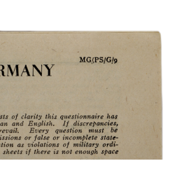 Questionnaire, Military Government of Germany, 1944, responsabilités sous le III. Reich