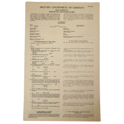 Questionnaire, Military Government of Germany, 1944, responsabilités sous le III. Reich