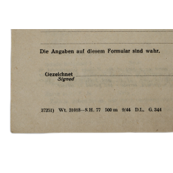 Questionnaire, Military Government of Germany, 1944, responsabilités sous le III. Reich