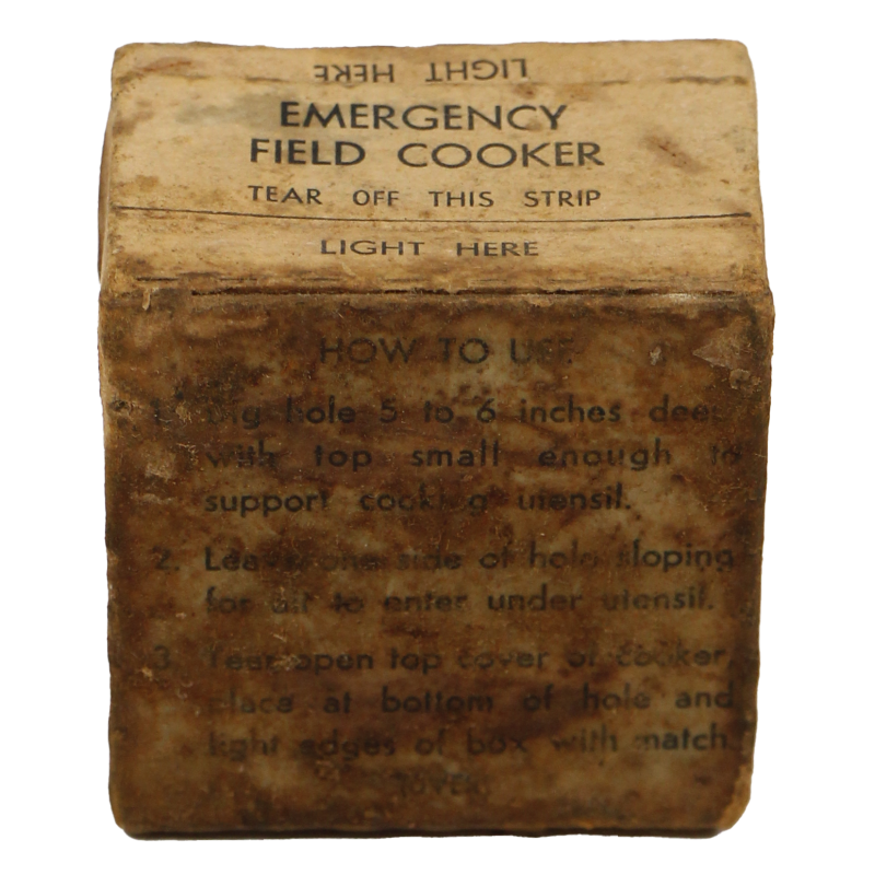 Combustible, Emergency Field Cooker, W. & F. MFG. CO., ration Ten-in-One