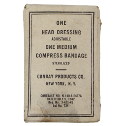 Pansement compressif stérile, CONRAY PRODUCTS CO., Contract No. N-140s, 1942, US Navy, Corpsman