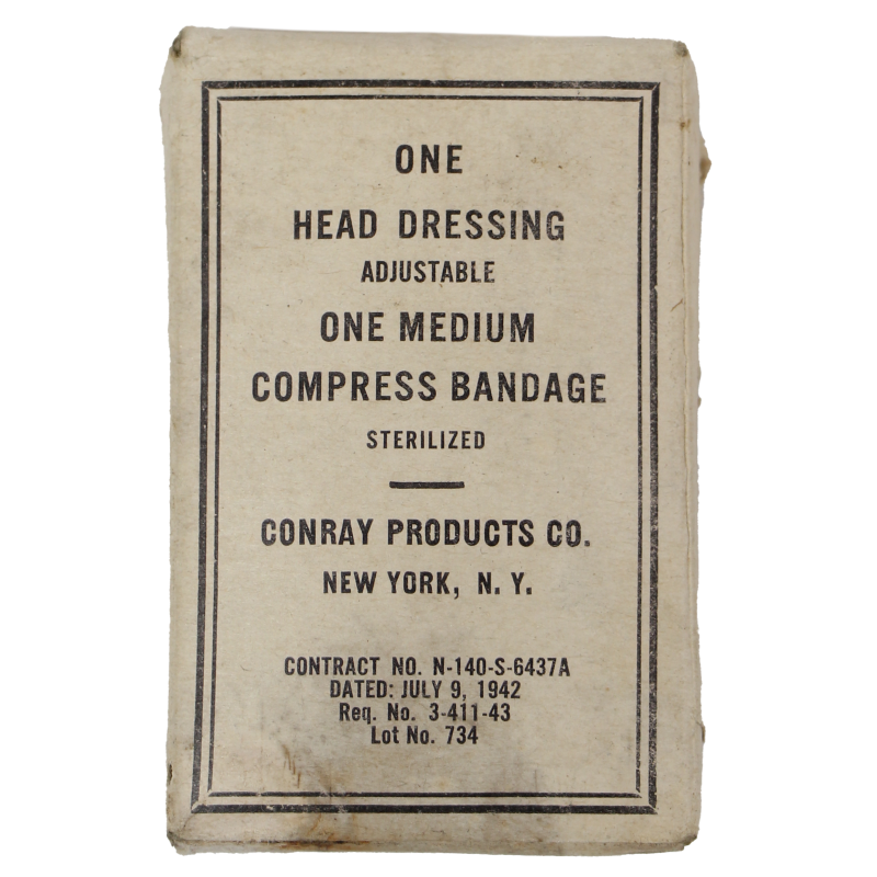 Pansement compressif stérile, CONRAY PRODUCTS CO., Contract No. N-140s, 1942, US Navy, Corpsman