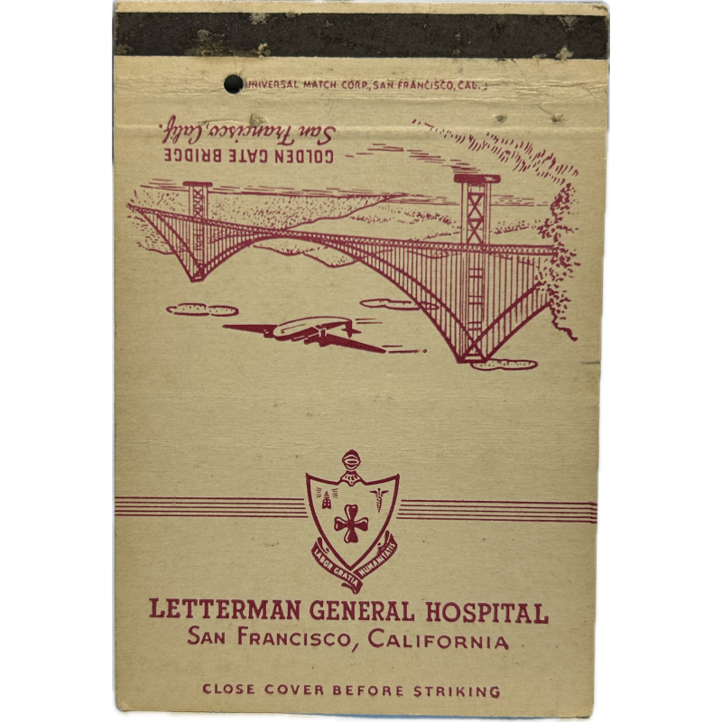 Pochette d'allumettes, Letterman General Hospital, San Francisco, California