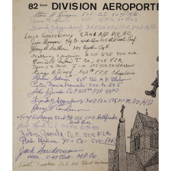 Affiche, 1944-1989, 45e anniversaire, Sainte-Mère-Église, 82nd Airborne Division, dédicacée par 21 vétérans
