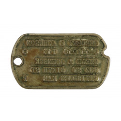 Dog Tag, Maj. Herbert Johnson, Medical Corps, ETO