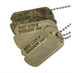 Plaques d'identité, Dog Tags, Pfc. Paul Liezak, 895th AAA (AW) Bn., MTO & ETO