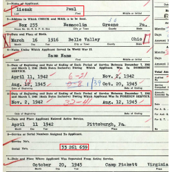 Dog Tags, Pfc. Paul Liezak, 895th AAA (AW) Bn., MTO & ETO