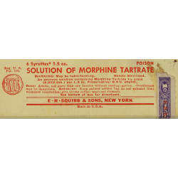 Boîte de 6 syrettes de morphine, 1944, vide