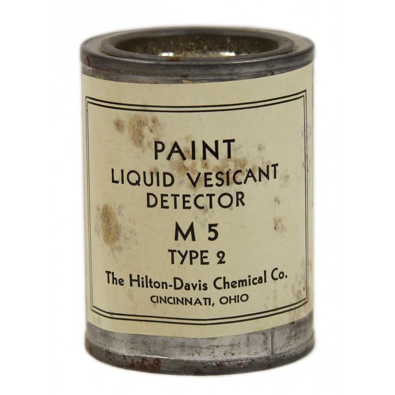 Pot de peinture détectrice, gaz vésicants, M5, Type 2, Normandie