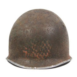 Helmet, M1, Fixed Loops, NCO, Battle-Damaged, Normandy