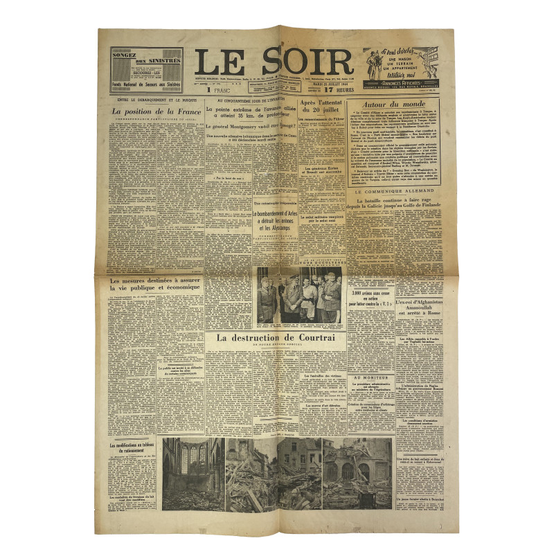 Journal belge, Le Soir, 25 juillet 1944