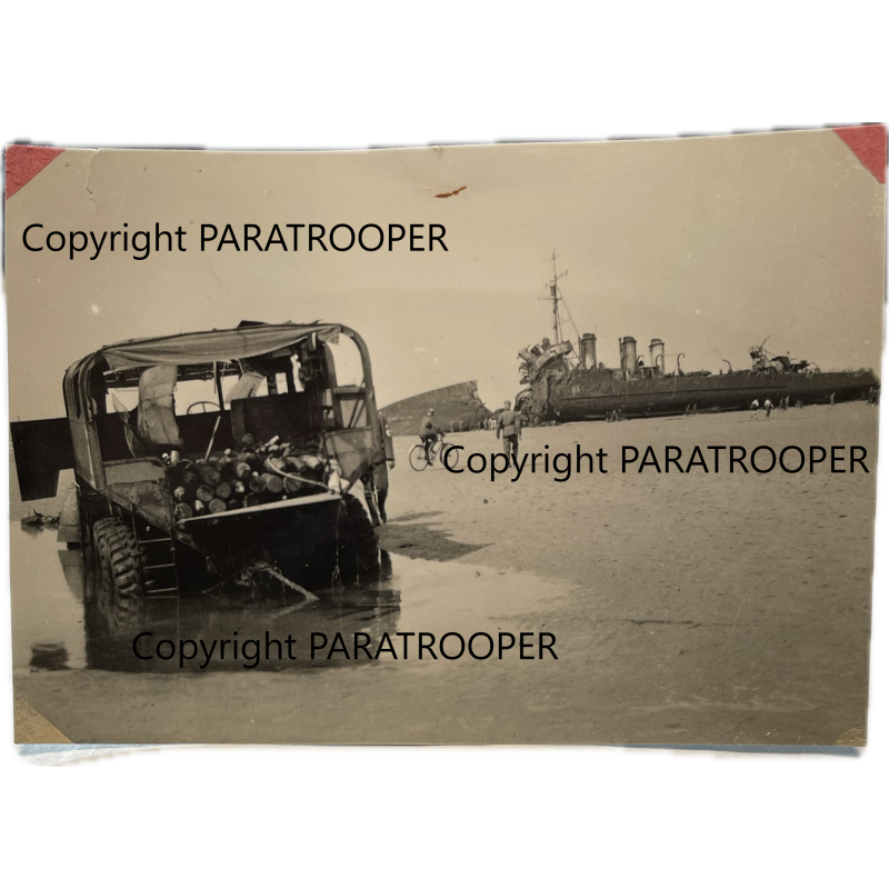 Photo, camion et navire britanniques, Dunkerque 1940 Photo, camion et navire britanniques, Dunkerque 1940