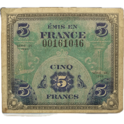Billet d'invasion, 5 francs, 1944