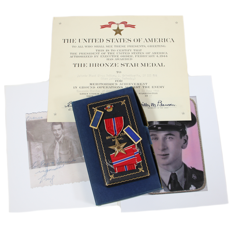 Medal, Bronze Star, in Case, with Certificate, Pfc. Anthony Calandriello, Co. F, 357th Inf. Regt., 90th Infantry Division, ETO