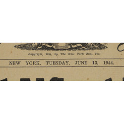 Newspaper, The Sun, New York, June 13, 1944, 'Americans Attack in Cherbourg Area'