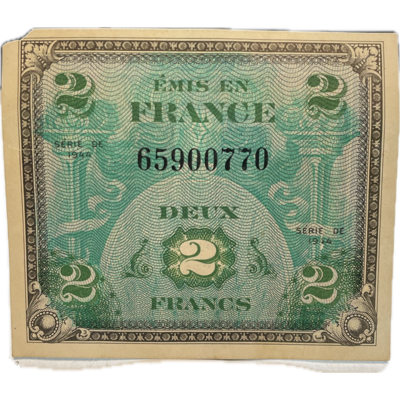 Banknote, Flag, (Invasion Money), 2 Francs, 1944 Banknote, Flag, (Invasion Money), 2 Francs, 1944