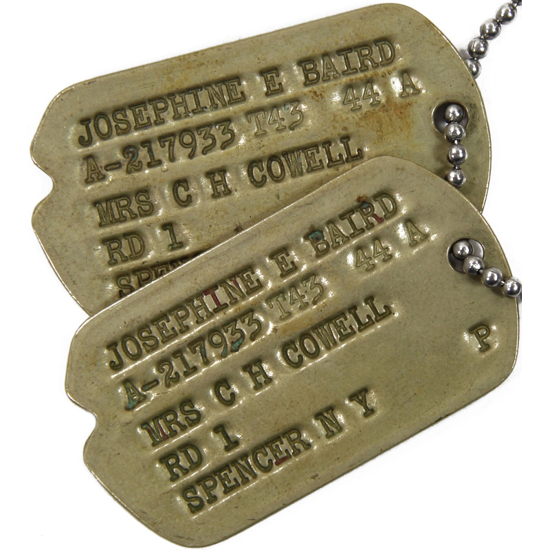 Dog Tags, Pfc. Josephine Baird, WAC