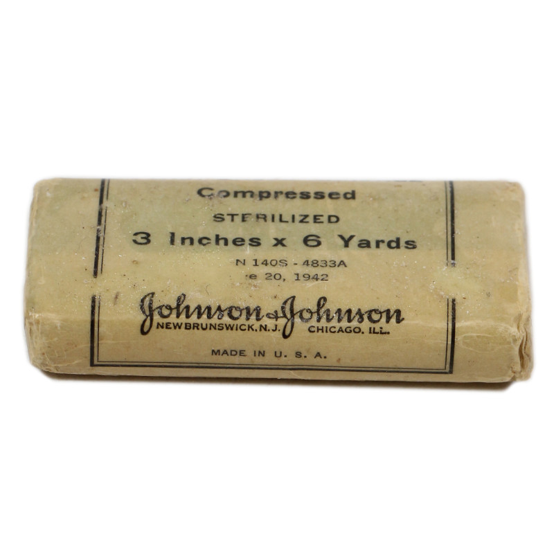 Bandage stérile, Johnson & Johnson, Contract No. N 140s-4833A, 1942, US Navy, Corpsman Bandage stérile, Johnson & Johnson, Contract No. N 140s-4833A, 1942, US Navy, Corpsman