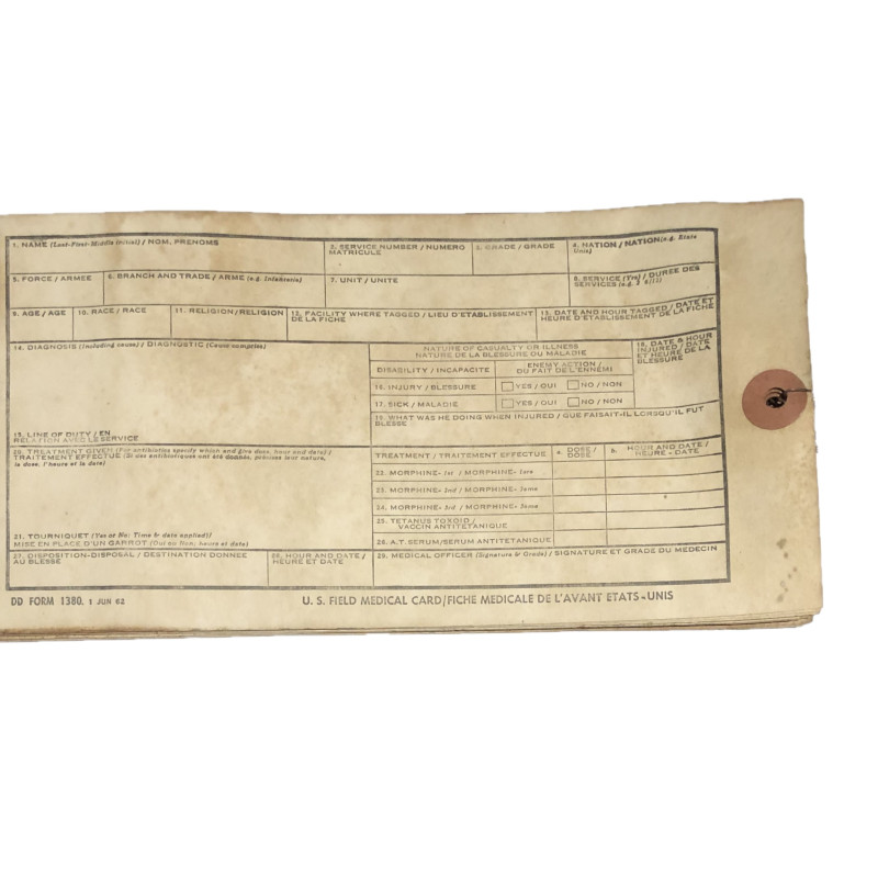 Book, US Field Medical Card, 1962