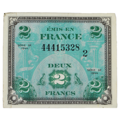 Billet drapeau (billet d'invasion), 2 francs, 1944