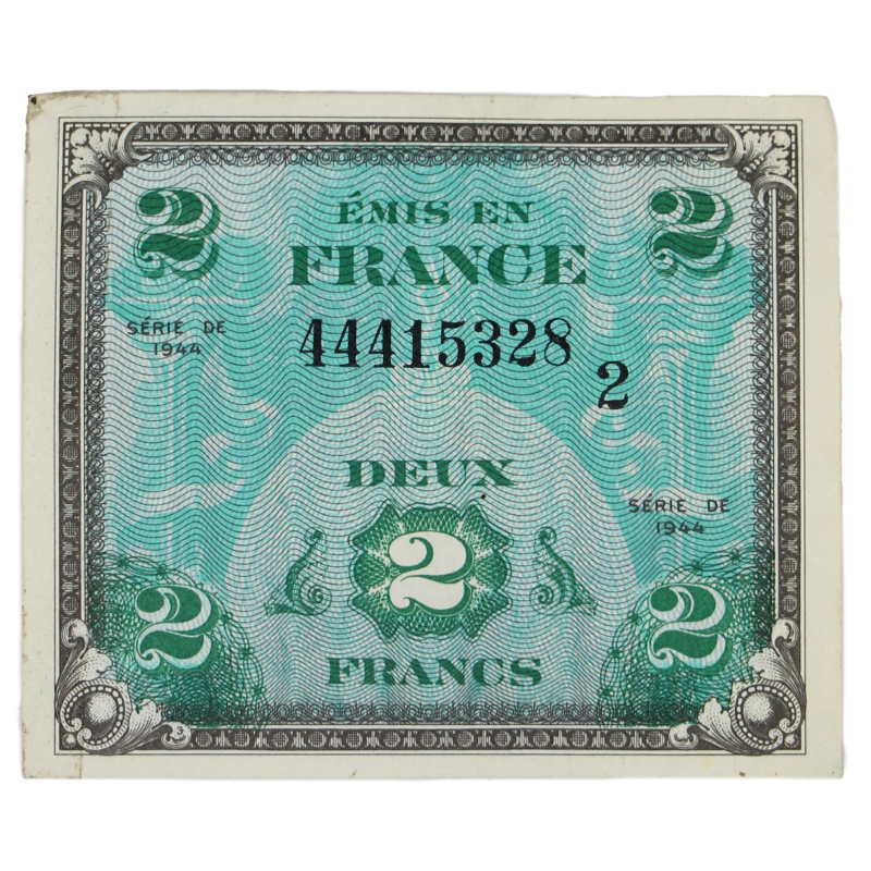 Billet drapeau (billet d'invasion), 2 francs, 1944 Billet drapeau (billet d'invasion), 2 francs, 1944