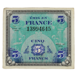 Billet d'invasion, 5 francs, 1944