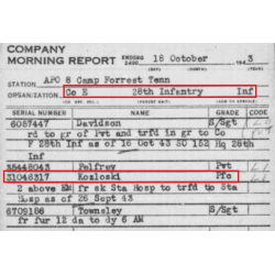Veste de sortie, Pvt. Stanley Kozloski, Co. E, 28th Inf. Reg., 8th Infantry Division