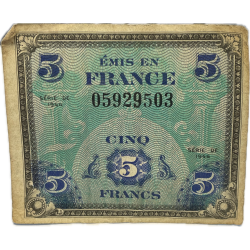 Billet d'invasion, 5 francs, 1944